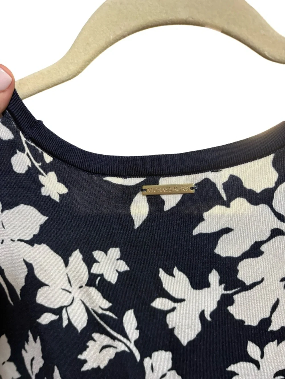 MICHAEL Michael Kors Navy White Floral Long Sleeve Sheath Dress M NWT